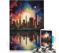 Jeux éducatifs Œuvre d'art représentant la Ligne d'horizon de la Ville Puzzle 1000 pièces pour Adolescents 50x75cm Renforcer l'amour Entre Les Couples Convient aux 14 Ans et Plus