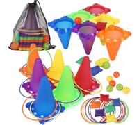 Jeux Exterieur Enfant Kit, 3-in-1 Ensemble de Jeu de Lancer d'Anneau pour Enfants, Jeux De Lancer pour L'extérieur, pour Indoor Family, Outdoor Jeux, Journées Sportives, Jardin Party
