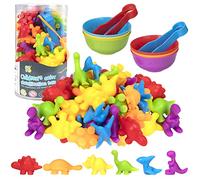 Jeux Montessori 2 3 4 5 Ans, 56 pièces Dinosaure Jouet pour Comptage et Tri Couleur, Jeu Educatif Bébé Classification avec Bol Assorti, Motricité Fine Apprendre pour Enfant Garcon Fille Cadeau