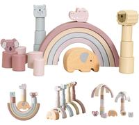 Jeux Montessori en Bois Bebe 1 an,Jouet à Empiler Arc-en-Ciel Pastel,Bloc Motricité Fine Bébé,Jeu de Construction Enfant,Jeux Empilable Bebe,Cadeau Fille Garcon 1 2 3 Ans,21PCS
