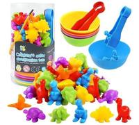 Jeux Montessori Enfant, Dinosaure Jouet pour Comptage et Tri Jeu Educatif Motricité Fine Apprendre Couleurs Jouet Cadeau Garcon