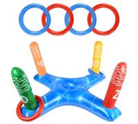 Jeux Piscine Gonflable, Jouet Piscine Set, Flotter Jeu de Lancement d’Anneau, Journée D'été Extérieur Jeu de Piscine/Plage/Prairies Fête (Bleu)