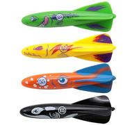 Jeux Piscine pour Enfants 6 7 8 9 10 Ans, 4 pièces Fusée de Plongée Jouets de Plongée，Jeu piscine pour Garçon Fille Extérieur L'été Divertissements Entrainement sous Marin Plongée