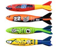 Jeux Piscine pour Enfants 6 7 8 9 10 Ans, 4 pièces Torpille de Plongée Jouets de Plongée，Jeu piscine pour Garçon Fille Extérieur L'été Divertissements Entrainement sous Marin Plongée Natation