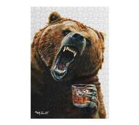 Jeux pour Adolescents 38x26cm/1000pcs Puzzles Grizzly Nights, Angry Bear with Whiskey Jeux De Puzzle Relaxants Vacances À La Maison Tuer Le Temps pour Un Anniversaire, Noël 38x26cm/1000pcs