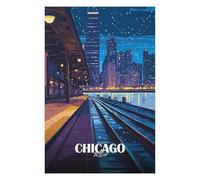 Jeux pour Adolescents 75x50cm/1000pcs Puzzles Chicago Cityscape at Night Jeux De Puzzle Relaxants Vacances À La Maison Tuer Le Temps pour Un Anniversaire, Noël 75x50cm/1000pcs
