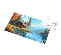 Jeux pour enfants de 8 à 12 ans Cabine confortable au bord du lac en automne Casse-tête Eurographics de 1 000 pièces pour tout-petits (300 pièces)