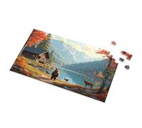 Jeux pour enfants de 8 à 12 ans - Sérénité d'automne : Cabine au bord du lac avec la faune - Puzzle Eurographics de 1000 pièces pour tout-petits (300 pièces)