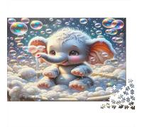 Jeux Puzzle Adulte Éléphant Bébé Éléphant avec Bulles Stimulant et Réflexion pour Décompression 52x38cm/1000pcs