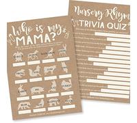 Jeux rustiques pour fête prénatale - 2 jeux double face, 25 animaux assortis pour baby shower, 25 comptines pour chambre d'enfant, jeux de révélation du sexe pour invités, fête prénatale