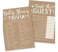 Jeux rustiques pour fête prénatale - 2 jeux double face - 25 jeux de baby shower - 25 jeux de fête « Find the Guest » - Jeux de révélation du sexe pour invités, fête prénatale