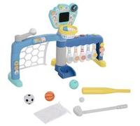 AIYAPLAY Ensemble de Jeux Sportives 5 en 1 pour Enfants 18-48 Mois, Multi-activités avec Football, Basket-Ball, Golf, Baseball, Bowling - But de Football intégré, Tableau d'affichage, lumière et Son