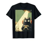 Jeux vidéo Japonais Gamer Cat Enlèvement OVNI Alien T-Shirt