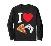 Jeux Vidéos l'amour Joueur Pizza Garçon Tranche Pepperoni Manche Longue