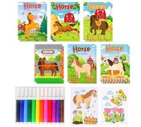 JeVenis 12 pcs livre de coloriage floral pour chevaux carnet de notes diy pour chevaux pour fête du cheval course de chevaux derby anniversaire baby shower bridal shower mariage diy craft