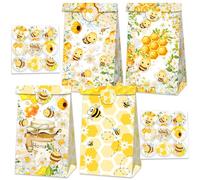 JeVenis 12 pcs sacs de favoris à thème abeilles miel sacs de traitements bonbons goodies pour honey bee floral bridal shower babyshower birthday wedding party supplies