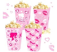 JeVenis 12 Pièces Boîte à Popcorn et Bonbons Rose - Sacs à Friandises pour Fille - Fête d'Anniversaire et Soirée de Mariage