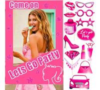 JeVenis 15 pcs Lets go Party Photo Booth Props Fournitures de fête d'anniversaire de Fille Rose Vif décoration de fête Accessoires d'anniversaire pour Enterrement de Vie de Jeune Fille