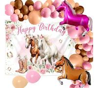 JeVenis 18 pcs décorations de fête pour chevaux ballons pour la course de chevaux toile de fond pour photos de filles sur le thème du cheval fournitures de fête d'anniversaire pour cow-girl de l'ouest