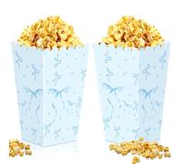 JeVenis 20 boîtes à popcorn avec nœud bleu sachets cadeaux avec nœud boîtes à bonbons avec nœud pour anniversaires babyshowers enterrements de vie de jeune fille party dekoration