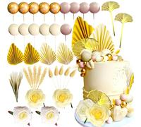 JeVenis 36 Pièces décoration de gâteau de luxe bohème pour fête prénatale fleurs nues beige décoration de gâteau de révélation du gender reveal fournitures de fête prénatale