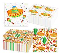 JeVenis 40 morceaux serviettes en papier jetables fête mexicaine cinco de mayo serviettes invités décoratives pour mariages anniversaires fêtes tacos mexicaines fournitures