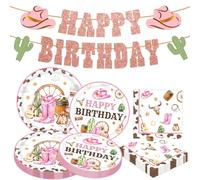 JeVenis accessoires fête western cowgirl assiettes serviettes pour fêtes western babyshower mariage anniversaire décoration 10 convives