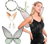JeVenis Ailes de fée pour Filles Ailes de Papillon pour Princesse Ailes de Costume pour Halloween Decoration Anniversaire Fee (Noir)