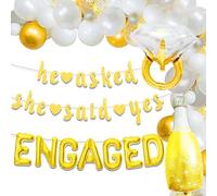 JeVenis Ballons dorés et blancs avec inscription « She Said Yes » - Décoration de fête de future mariée - Bannière de ballons - Guirlande de ballons pour future mariée - Écharpe de fiançailles