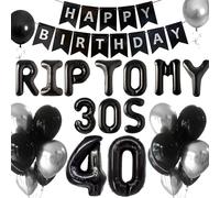 JeVenis ballons rip to my 30s rip thirties balloons décoration d'anniversaire gothique 40 birthday balloons bannière death to my 30s décoration d'anniversaire de 40 ans funérailles pour ma jeunesse