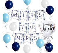 JeVenis Bannière bleue Miss to Mrs Something Blue Before I Do pour femme, décoration de fête prénuptiale, enterrement de vie de jeune fille, fiançailles, mariage