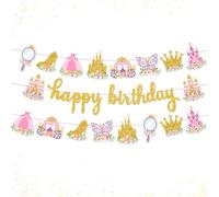 JeVenis banniere Fete Princesse avec Guirlande Volants Suspendus Decoration Anniversaire Princesse pour Filles Accessoires Fete