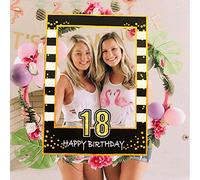 Jevenis Black Or 18ème Anniversaire fête Photo Booth Props 18ème Anniversaire Cadre Photo Anniversaire Cadre Photo