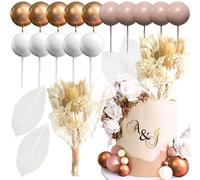 JeVenis boules beiges pour gâteau boho décorations florales pour gâteaux décorations pour gâteaux boho décorations florales pour gâteaux décor de gâteau fleuri pour babyshower fête d'anniversaire