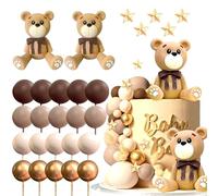 JeVenis brown bébé douche gâteau décoration teddy ours gâteau tops gender reveal gâteau décoration bébé ours douche partie décoration teddy bear party décoration