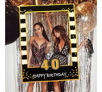 Jevenis Cadre Photo Noir et Or pour 40ème Anniversaire - Accessoires pour Photomaton