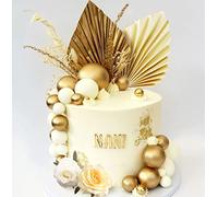 JeVenis Champagne Rose Boules Décoration De Gâteau Feuilles De Palmier D'or Bohème Décoration De Gâteau Boho