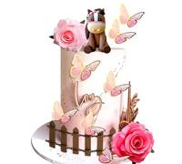 JeVenis chevaux fleurs decoration de gateau fete equestre decoration pour filles cowgirl ornement de gateau course de chevaux western fete danniversaire cowgirl