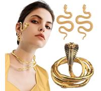 JeVenis Collier de serpent Medusa en Or Boucle d'oreille serpent Manchette d'oreille serpent Accessoires de fête Medusa Accessoires serpent