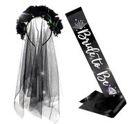 JeVenis couronne gothique black voile de tête de mariée ruban bride to be bride to be echarpe gothic accessories