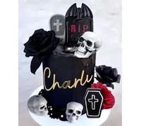 JeVenis deco gateau gothique decoration gothique décoration d'anniversaire gothique décoration gâteau rose décoration skull cake décoration gâteau noir
