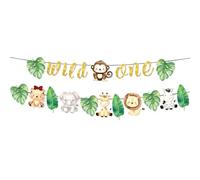 JeVenis décoration anniversaire jungle fête sauvage bannière joyeux anniversaire animaux safari guirlande papier