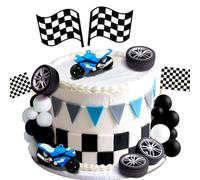 JeVenis décoration de fête motocross anniversaire motard et baby shower thème moto décoration pour gâteau sans éléments métalliques