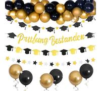 JeVenis décoration de fin d'études déco de célibataire noir pailleté décoration de fin d'études pour célibataires guirlande de félicitations décoration de fin d'études