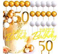 JeVenis Décoration de gâteau 50e anniversaire homme et femme doré pour 50 ans