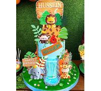 JeVenis décoration de gâteau animaux de la jungle decoration de gâteau wild one safari décoration de fête d'anniversaire pour les animaux de la jungle