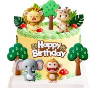 JeVenis décoration de gâteau animaux de la jungle style safari sauvage girafe lion thème jungle anniversaire fête bébé accessoires fête