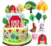 JeVenis Décoration de gâteau d'animaux de ferm sommet de gâteau animaux de ferme décoration de gâteau de vache pour une fête anniversaire ou une baby shower sur le thème de la ferme