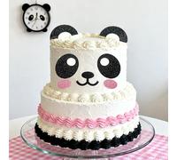 JeVenis Décoration de gâteau d'anniversaire avec visage de panda sur le thème du zoo pour enfants garçons et filles