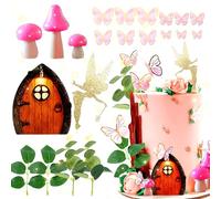 JeVenis décoration de gâteau de champignon rouge - décoration de maison de champignon et de fée - fournitures de fête de jardin